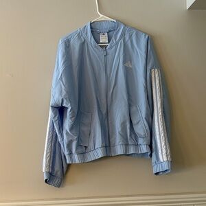 Adidas Sky Blue Track Jacket with White Stripes